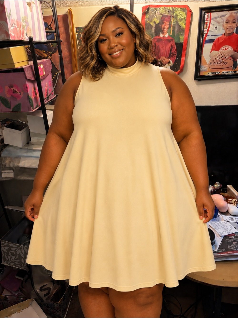 Marshalls Yellow Sleeveless Swing Mini Dress